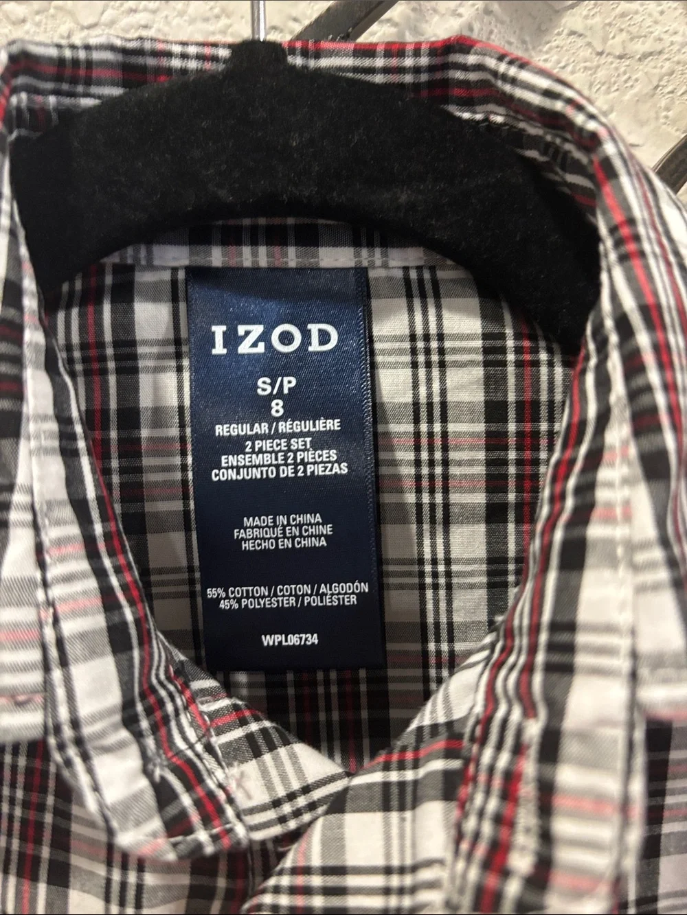 Izod Boys Red Pullover Sweater and Plaid Button-Up Shirt Set size 8
